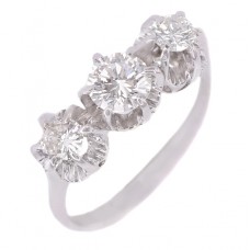 Inel Trinity din aur alb 18k decorat cu diamante naturale 0.90 CT | cca. 1950 Inel Trinity din aur alb 18k decorat cu diamante naturale 0.90 CT | cca. 1950
