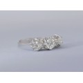 Inel Trinity din aur alb 18k decorat cu diamante naturale 0.90 CT | cca. 1950