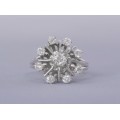 Inel mid-century din aur alb 18k decorat cu diamante naturale 0.77 CT | Franța cca. 1950 - 1960