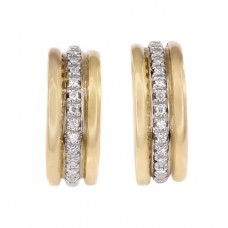 Cercei retromoderniști din aur galben 14k decorați cu diamante naturale 0.30 CT | Italia cca. 1975 Cercei retromoderniști din aur galben 14k decorați cu diamante naturale 0.30 CT | Italia cca. 1975