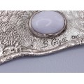 Broșă - pandant statement din argint reticulat și agat natural dantelat | orfevru Silvio Gigli 