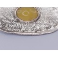 Broșă - pandant statement din argint reticulat & jad galben natural | orfevru Silvio Gigli