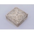 Casetă de bijuterii manufacturată în argint filigranat | blazon heraldic din argint emailat champleve | Portugalia cca.1965