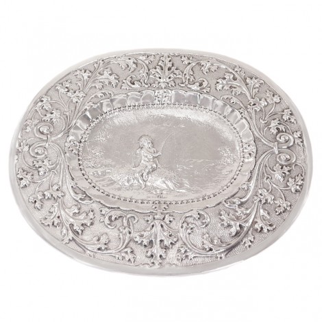 Platou vide-poche din argint decorat în stil neoclasic cu amoraș pescar | atelier Renato Raddi |