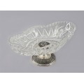  Fructieră tazza din cristal cu sprijin din argint masiv  | Italia cca. 1945 - 1955