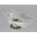  Fructieră tazza din cristal cu sprijin din argint masiv  | Italia cca. 1945 - 1955