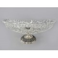  Fructieră tazza din cristal cu sprijin din argint masiv  | Italia cca. 1945 - 1955