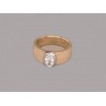 Inel din aur galben 14k și aur alb 18k decorat cu un spectaculos diamant natural 1 CT VVS2 