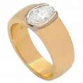 Inel din aur galben 14k și aur alb 18k decorat cu diamant natural 1 CT VVS2 