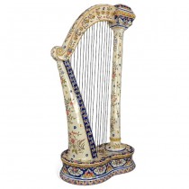 Impresionantă harpă din porțelan Desvres manufacturată de atelierul Gabriel Fourmaintaux pentru Mason Boissier - Paris | Franța cca. 1900 - 1910