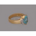 Inel cocktail retromodernist din aur galben 18k decorat cu diamante și topaz natural 4 ct 