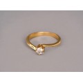 Inel de logodnă din aur galben 14k decorat cu un diamant natural 0.24 CT
