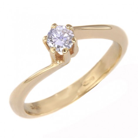 Inel de logodnă din aur galben 14k decorat cu un diamant natural 0.24 CT