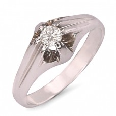 Inel solitaire din aur alb 18 k decorat cu diamant natural 0.22 CT | cca.1945 Inel solitaire din aur alb 18 k decorat cu diamant natural 0.22 CT | cca.1945