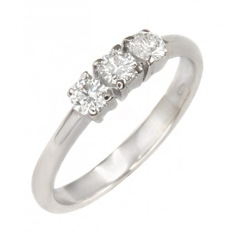 Inel de logodnă Trilogy din aur alb 18k decorat cu diamante naturale 0.44 CT 