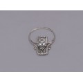 Inel Art Deco din aur alb 18k decorat cu diamante naturale 1.53 CT | Franța cca.1925