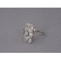 Inel Art Deco din aur alb 18k decorat cu diamante naturale 1.53 CT | Franța cca.1925