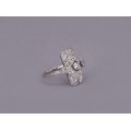 Inel Art Deco din aur alb 18k decorat cu diamante naturale 1.53 CT | Franța cca.1925