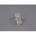 Inel Art Deco din aur alb 18k decorat cu diamante naturale 1.53 CT | Franța cca.1925