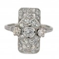 Inel Art Deco din aur alb 18k decorat cu diamante naturale 1.53 CT | Franța cca.1925