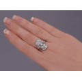 Inel Art Deco din aur alb 18k decorat cu diamante naturale 1.53 CT | Franța cca.1925