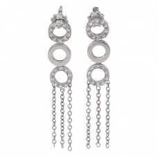 Cercei tassel din aur alb 18k decorați cu diamante naturale | design contemporan | anii 2000