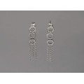 Cercei tassel din aur alb 18k decorați cu diamante naturale | design contemporan | anii 2000