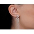 Cercei tassel din aur alb 18k decorați cu diamante naturale | design contemporan | anii 2000