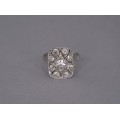 Inel Art Deco din aur alb 18 k decorat cu diamante naturale 1.51 CT | Franța cca.1925