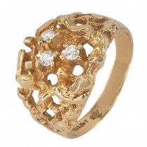 Inel brutalist de perioadă mid-century din aur 14k decorat cu diamante naturale 0.26 CT | atelier WAP Watson -Exquisite | Marea Britanie cca.1960