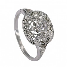Inel Art Deco din aur alb 18 k decorat cu diamante naturale 0.31 CT | Franța cca.1925 Inel Art Deco din aur alb 18 k decorat cu diamante naturale 0.31 CT | Franța cca.1925