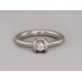 Inel solitaire din platină decorat cu diamant natural 0.21 CT | anii 2000