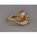 Inel retromodernist Panthere din aur galben 18k incrustat cu diamante naturale | Italia cca.1980 