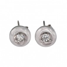 Cercei studs din aur alb 18k decorați cu diamante naturale 0.12 ct | Italia cca 1945 Cercei studs din aur alb 18k decorați cu diamante naturale 0.12 ct | Italia cca 1945
