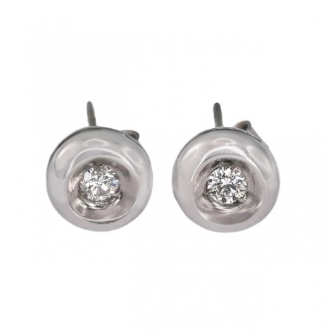 Cercei studs din aur alb 18k decorați cu diamante naturale 0.12 ct | Italia cca 1945