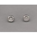 Cercei studs din aur alb 18k decorați cu diamante naturale 0.12 ct | Italia cca 1945