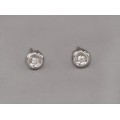 Cercei studs din aur alb 18k decorați cu diamante naturale 0.12 ct | Italia cca 1945