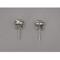 Cercei studs din aur alb 18k decorați cu diamante naturale 0.12 ct | Italia cca 1945