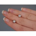 Cercei studs din aur alb 18k decorați cu diamante naturale 0.12 ct | Italia cca 1945