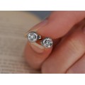 Cercei studs din aur alb 18k decorați cu diamante naturale 0.12 ct | Italia cca 1945