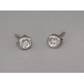 Cercei studs din aur alb 18k decorați cu diamante naturale 0.12 ct | Italia cca 1945