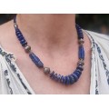 Colier etnic indian din argint decorat cu lapis lazuli  natural | Himachal Pradesh cca.1950