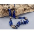 Colier etnic indian din argint decorat cu lapis lazuli  natural | Himachal Pradesh cca.1950