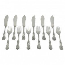 Set de tacâmuri din argint 925 pentru servirea peștelui | colecția Quirinale | atelier Cesa 1882 Set de tacâmuri din argint 925 pentru servirea peștelui | colecția Quirinale | atelier Cesa 1882