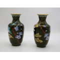 Pereche de vaze cloisonne de perioadă Chiang Kai | bronz emailat și aurit | China cca.1960