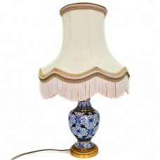 Veioză mid-century chinoiserie din bronz aurit și email cloisonné | abajur textil | Franța cca. 1960 Veioză mid-century chinoiserie din bronz aurit și email cloisonné | abajur textil | Franța cca. 1960