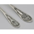 Set de 2 tacâmuri din argint masiv | furculiță și lingură | atelier Soyuzyuvelirprom | Rusia Sovietică cca.1960