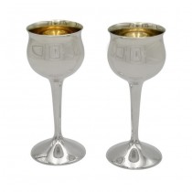 Set de 2 pahare din argint pentru servirea vinului | interior aurit | atelier Turcon | Italia 