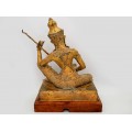 Veche statuetă Saraswati din bronz patinat dore | postament din lemn de tec |  Regatul Siam - Thailanda  cca.1940 
