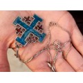 Colier cu pandant Crucea Ierusalimului din argint emailat | cca.1950 - 1960